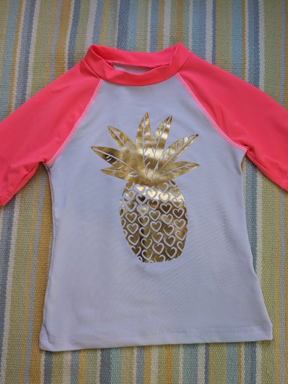 Girls Cat & Jack Pineapple Rash Guard XS 4/5